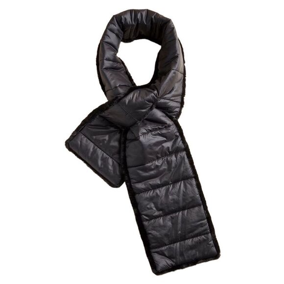 Torrid Black Faux Fur Quilted Nylon Reversible Scarf NEW - Picture 1 of 11